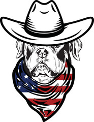 Rottweiler Dog vector eps , Dog in Bandana, sunglasses, Fourth , 4th July vector eps, Patriotic, USA Dog, Cricut Silhouette Cut File