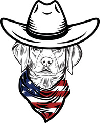 Brittany Spaniel Dog vector eps , Dog in Bandana, sunglasses, Fourth , 4th July vector eps, Patriotic, USA Dog, Cricut Silhouette Cut File