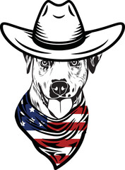 Catahoula Dog vector eps , Dog in Bandana, sunglasses, Fourth , 4th July vector eps, Patriotic, USA Dog, Cricut Silhouette Cut File