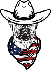 Bullmastiff Dog vector eps , Dog in Bandana, sunglasses, Fourth , 4th July vector eps, Patriotic, USA Dog, Cricut Silhouette Cut File