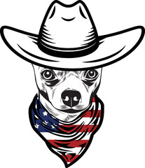 Chihuahua Dog vector eps , Dog in Bandana, sunglasses, Fourth , 4th July vector eps, Patriotic, USA Dog, Cricut Silhouette Cut File