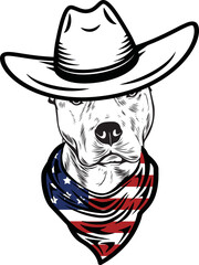 American Pit Bull Terrier Dog vector eps , Dog in Bandana, sunglasses, Fourth , 4th July vector eps, Patriotic, USA Dog, Cricut Silhouette Cut File