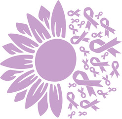 Sunflower Cancer Survivor Lavender Ribbon vector eps,Cancer Survivor vector eps, Cricut files, vector eps cut file to use Cricut
