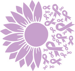 Sunflower Cancer Survivor Lavender Ribbon vector eps,Cancer Survivor vector eps, Cricut files, vector eps cut file to use Cricut