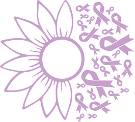 Sunflower Cancer Survivor Lavender Ribbon vector eps,Cancer Survivor vector eps, Cricut files, vector eps cut file to use Cricut
