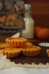 milk pie on the wooden table 