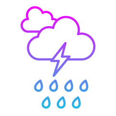 Thunderstorm Line Gradient Icon