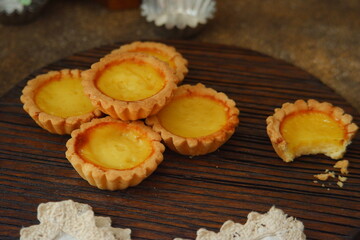 milk pie on the wooden table 