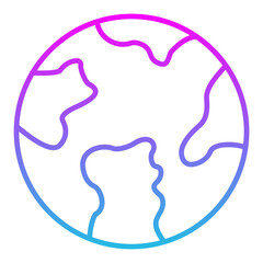 Planet Earth Line Gradient Icon