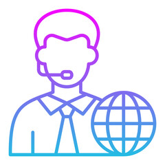 News Reporter Line Gradient Icon