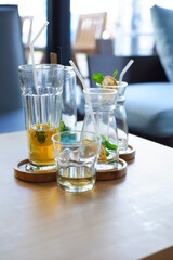 empty glasses on the table 