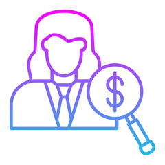 Female Auditor Line Gradient Icon