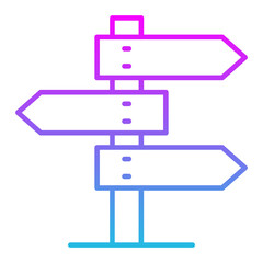 Signpost Line Gradient Icon