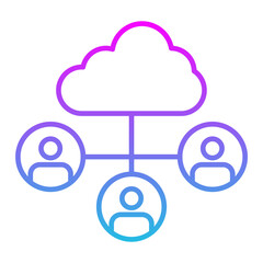 Cloud Sharing Line Gradient Icon