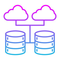 Cloud Database Line Gradient Icon
