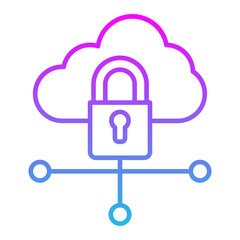 Cloud Lock Line Gradient Icon