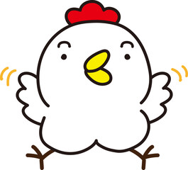 ゆるいニワトリのキャラクターイラスト素材