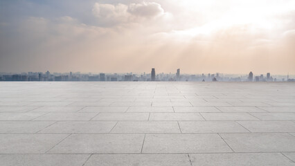 Fototapeta premium Square and city buildings landscape skyline