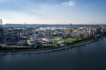 Fototapeta na wymiar Aerial photography of large factory buildings