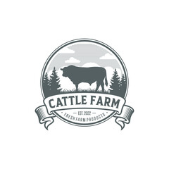 Cattle Farm Logo Vector Template
