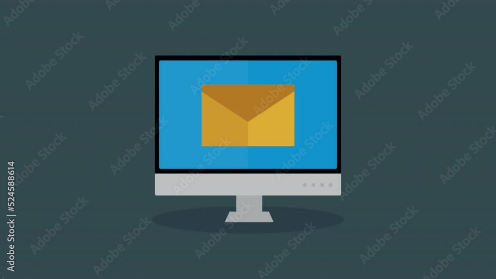 Poster desktop with envelope email animation