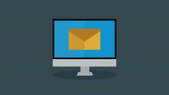 desktop with envelope email animation