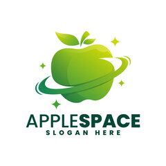 Vector Logo Illustration Apple Space Gradient Colorful Style.