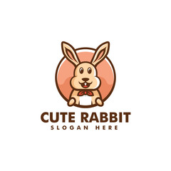 Obraz na płótnie Canvas Vector Logo Illustration Cute Rabbit Simple Mascot Style.