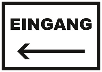 eingang links schild