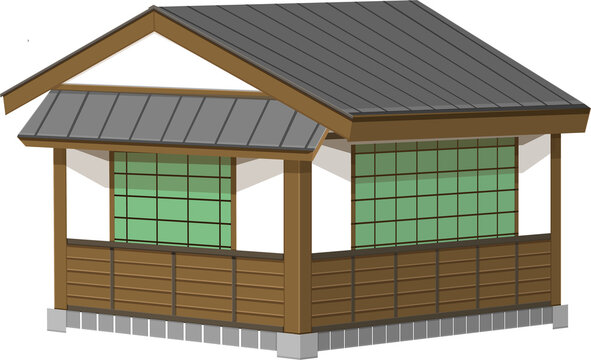 3d one floor japanese house or restaurant old vintage style.