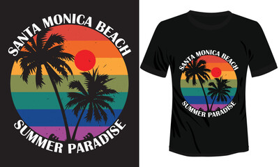 Santa Monica Beach Summer Paradise T-shirt Design