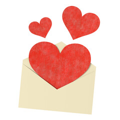 Red heart paper with the letter.