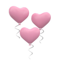Pink heart balloon. 3D element.