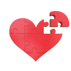 3D heart puzzle. 3D rendering.