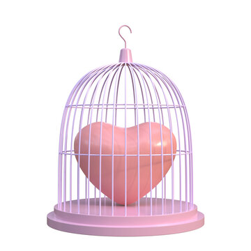 Heart in the cage. 3D rendering.