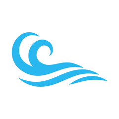 blue water wave line icon in the sea