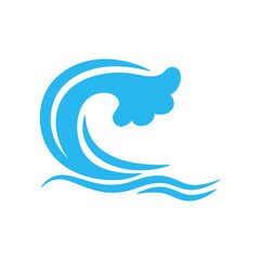 blue water wave line icon in the sea