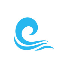 blue water wave line icon in the sea