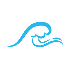 blue water wave line icon in the sea
