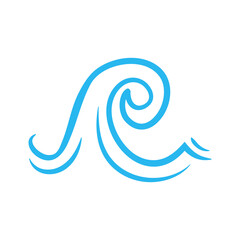 blue water wave line icon in the sea