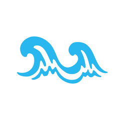 blue water wave line icon in the sea