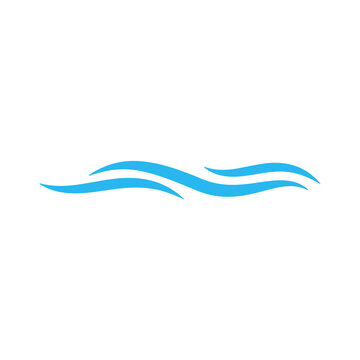Blue Water Wave Line Icon In The Sea