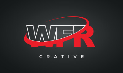 WFR letters typography monogram logo , creative modern logo icon with 360 symbol