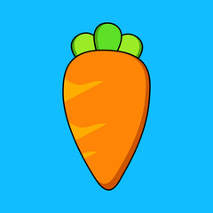 flat illustration of orange carrot on a blue background. suitable for game items, emoticons in chat applications, vitamin product packages, etc