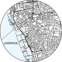 City map of the north west English city of Liverpool