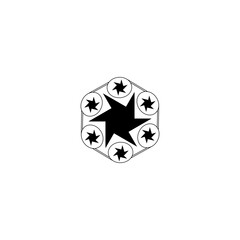 Black white seven star logo on isolated background