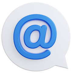 Obraz premium Mention chat social media on transparent background. 3D Illustration