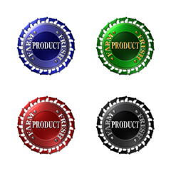 AQ set of 4 - 3D rendered illustration of metallic textured seals for Farm Fresh beef or dairy products. isolated on a white background 