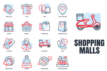 Set of Shopping malls icon logo vector illustration. Online supermarket pack symbol template for graphic and web design collection