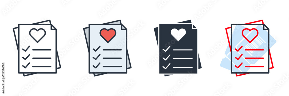 Poster wish list icon logo vector illustration. like document symbol template for graphic and web design co